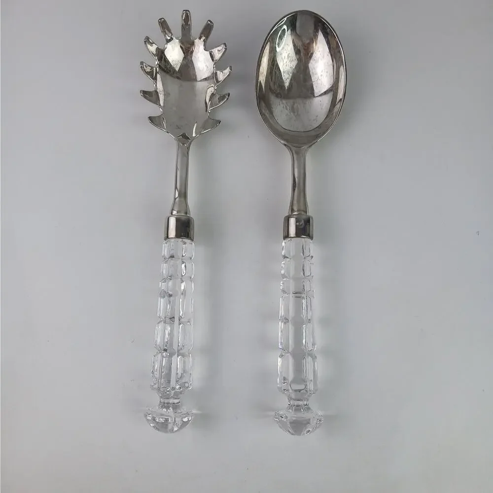 VTG Godinger Versailles Silver Plate & Crystal Serving Set Pasta Server Spoon